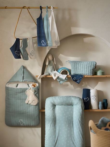 Lot de 3 housses matelas à langer bleu grisé - vertbaudet enfant 
