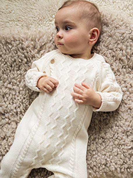 Jumpsuit in Wool & Cashmere for Babies, by CYRILLUS ecru - vertbaudet enfant 
