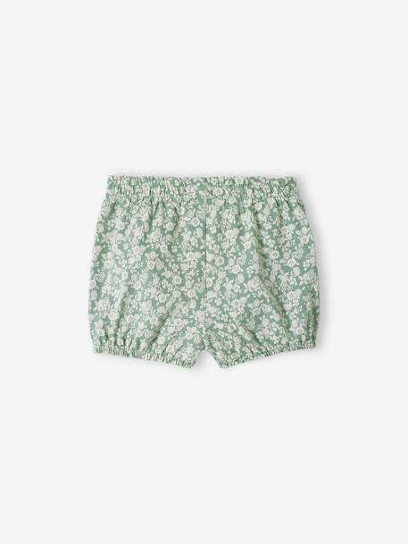 Jersey Knit Shorts, for Baby Girls Dark Blue/Print+sage green+White/Print+YELLOW MEDIUM ALL OVER PRINTED - vertbaudet enfant 