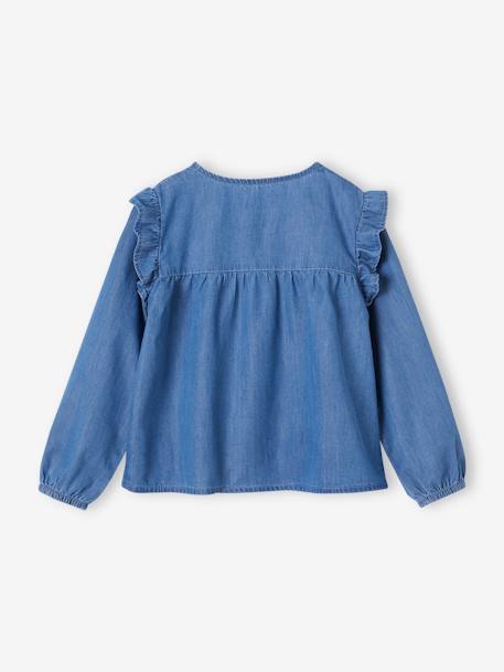 Denim Shirt with Ruffles for Girls stone - vertbaudet enfant 