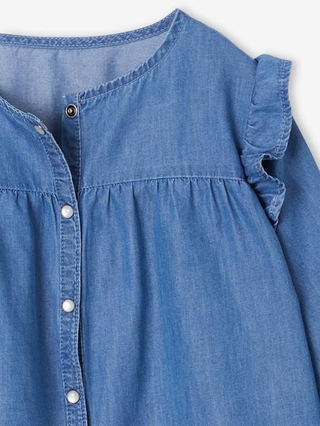 Denim Shirt with Ruffles for Girls stone - vertbaudet enfant 