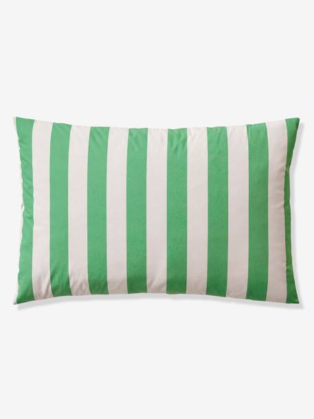 Parure housse de couette et taie d'oreiller avec coton recyclé TRANSAT rayé rose+rayé vert - vertbaudet enfant 