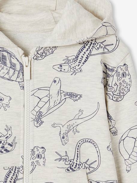 Jacket with Zip & Hood, Animal Prints, for Boys marl beige - vertbaudet enfant 