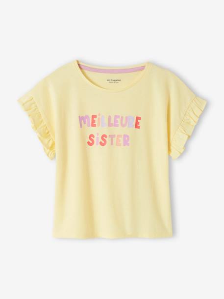 Short Pyjamas for Girls, 'Meilleure Sister' pastel yellow - vertbaudet enfant 