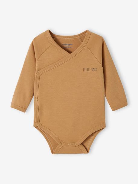Lot de 5 bodies ouverture naissance bébé en coton biologique taupe - vertbaudet enfant 