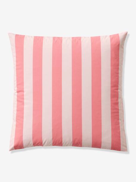 Parure housse de couette et taie d'oreiller avec coton recyclé TRANSAT rayé rose+rayé vert - vertbaudet enfant 