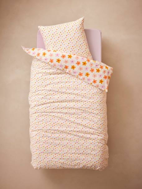 Duvet Cover + Pillowcase Set with Recycled Cotton for Children, Pop Flower multicoloured - vertbaudet enfant 