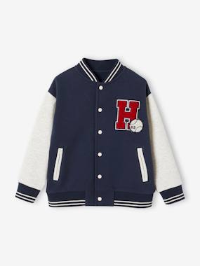 College-Type Jacket in Fleece, Patch in Bouclé Knit, for Boys  - vertbaudet enfant