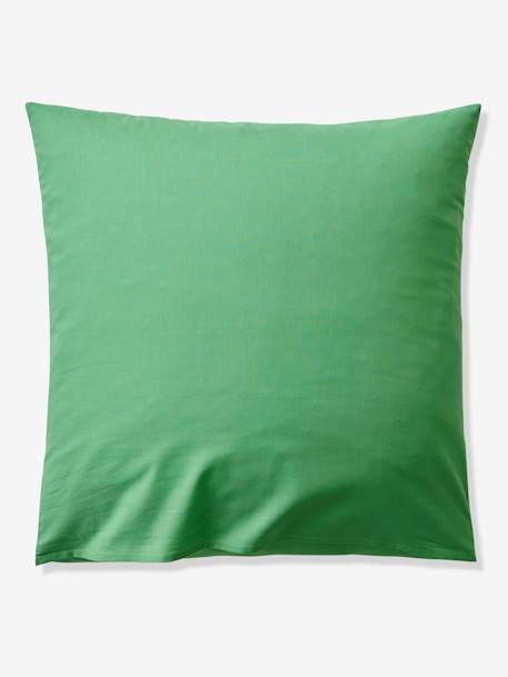 Parure housse de couette et taie d'oreiller avec coton recyclé TRANSAT rayé rose+rayé vert - vertbaudet enfant 