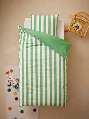 Linge de lit & Déco-Linge de lit enfant-Parure housse de couette + taie d'oreiller essentiels enfant avec coton recyclé TRANSAT