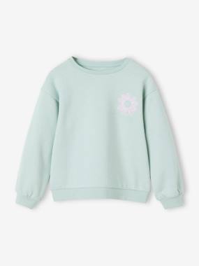 Girls-Cardigans, Jumpers & Sweatshirts-Basics Sweatshirt with Motif for Girls