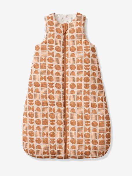 Reversible Sleeveless Baby Sleeping Bag with Central Opening, Ethnic printed beige - vertbaudet enfant 