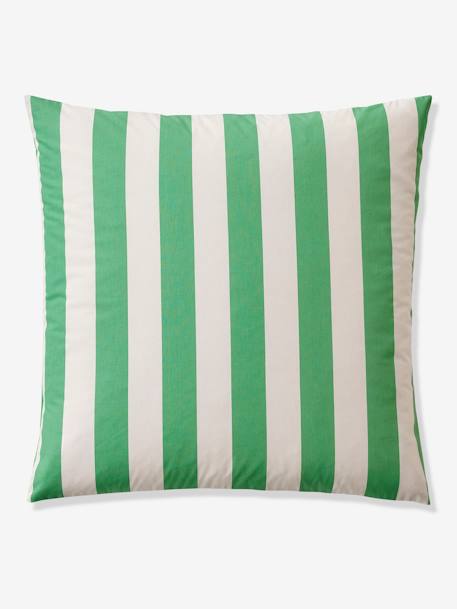 Parure housse de couette et taie d'oreiller avec coton recyclé TRANSAT rayé rose+rayé vert - vertbaudet enfant 