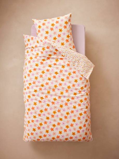 Parure housse de couette + taie d'oreiller essentiels enfant avec coton recyclé POP FLOWER multicolore - vertbaudet enfant 