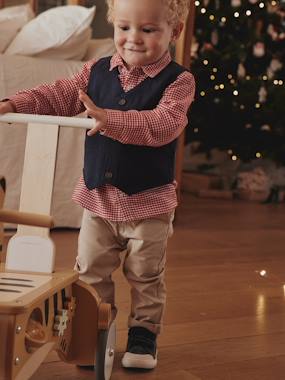 Baby-4-Piece Occasion Ensemble: Shirt + Trousers + Waistcoat + Bow Tie for Baby Boys