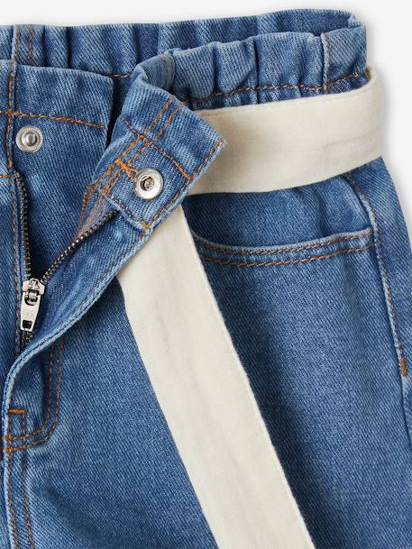 Paperbag-Style Denim Shorts for Girls stone - vertbaudet enfant 