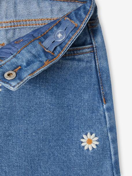 Denim Skirt with Embroidered Flowers, for Girls stone - vertbaudet enfant 