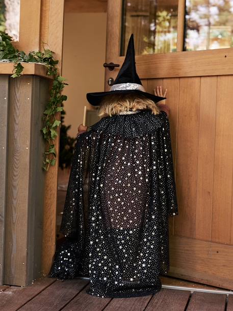 Glittery Cape + Wand black+WHITE LIGHT SOLID WITH DESIGN - vertbaudet enfant 