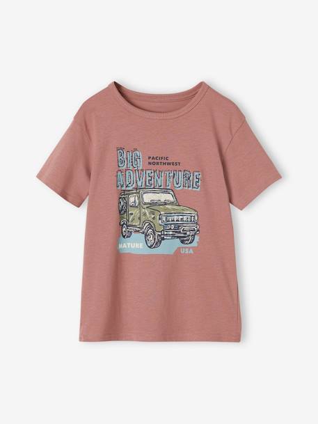 T-Shirt with Graphic Motifs for Boys dusky pink+night blue+sky blue+turquoise+WHITE LIGHT SOLID WITH DESIGN - vertbaudet enfant 