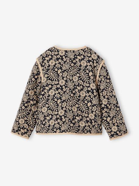 Quilted Floral Jacket for Girls printed grey - vertbaudet enfant 