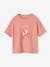 Tee-shirt maille reliéfée imprimé fille corail+jaune pastel - vertbaudet enfant 