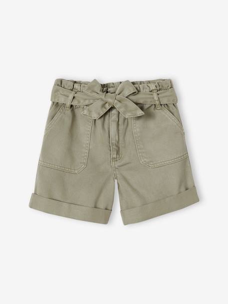 Short fille style paperbag écru+kaki+rose - vertbaudet enfant 