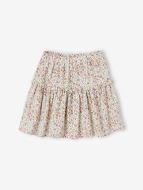 Girls-Floral Cotton Gauze Skirt, for Girls