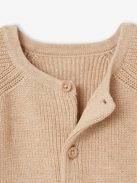 3-Piece Knitted Ensemble: Cardigan, Trousers & Booties for Newborn Babies marl beige - vertbaudet enfant 