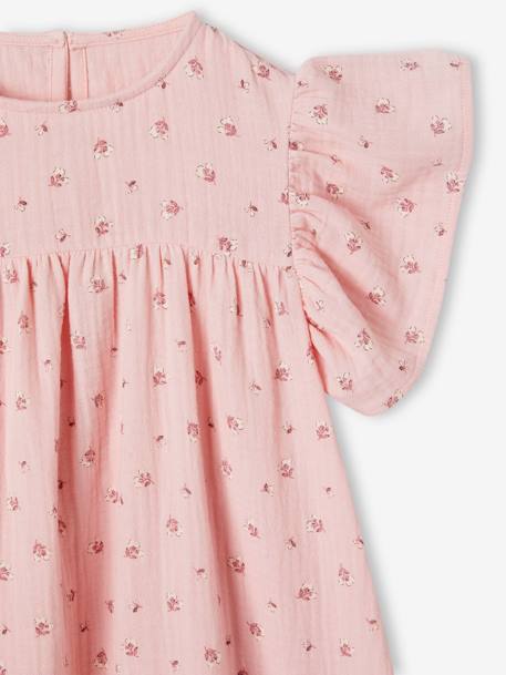Robe fille en gaze de coton imprimée beige+beige imprimé+rose+rose pâle+vanille - vertbaudet enfant 