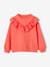 Sweatshirt with Broderie Anglaise Ruffle for Girls coral+vanilla - vertbaudet enfant 
