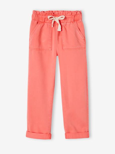 Pantalon fille style paperbag Lyocell fluide corail+kaki+rose - vertbaudet enfant 