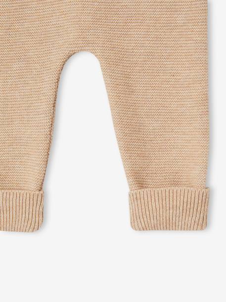 Kit naissance 3 pièces cardigan pantalon chaussons en tricot beige chiné - vertbaudet enfant 