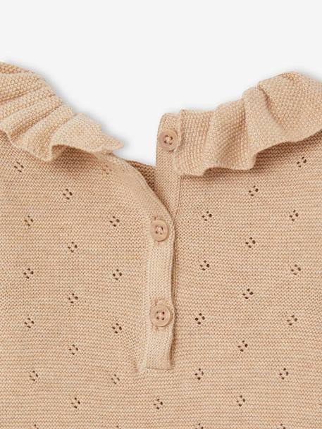 Knitted Long Sleeve Rompers & Bonnet for Babies marl beige - vertbaudet enfant 