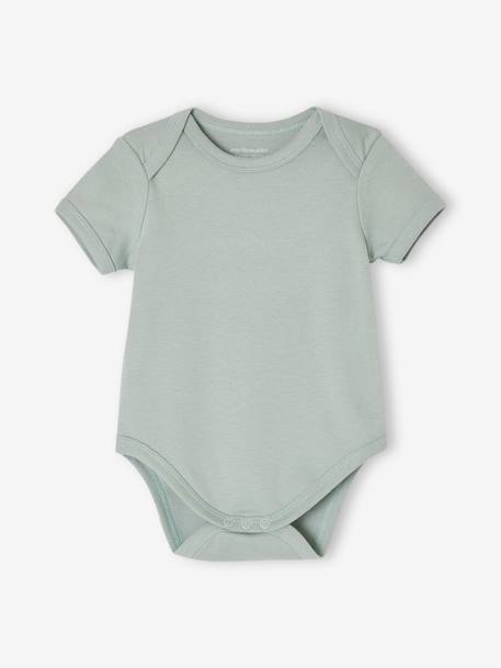 Pack of 7 Short Sleeve Bodysuits, Cutaway Shoulders, BASICS for Babies multicoloured - vertbaudet enfant 