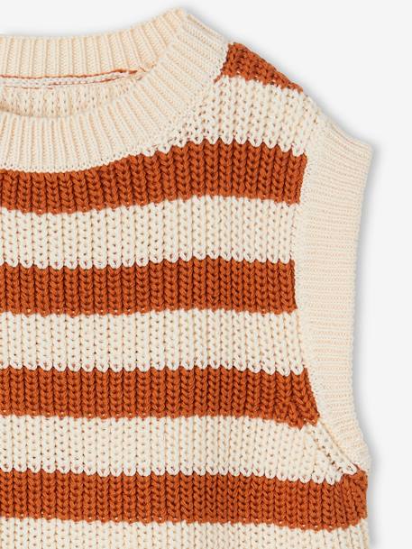 Striped Sleeveless Jumper for Girls striped brown - vertbaudet enfant 