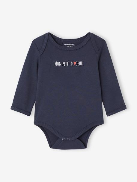 Pack of 5 Long Sleeve Bodysuits in Organic Cotton with Cutaway Shoulders for Babies night blue - vertbaudet enfant 
