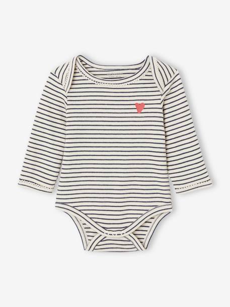Pack of 5 Long Sleeve Bodysuits in Organic Cotton with Cutaway Shoulders for Babies night blue - vertbaudet enfant 