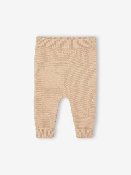 Ensemble 3 pièces en tricot : cardigan, pantalon et chaussons naissance beige chiné - vertbaudet enfant 