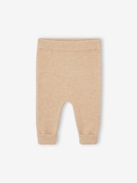Kit naissance 3 pièces cardigan pantalon chaussons en tricot beige chiné - vertbaudet enfant 