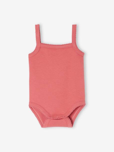 Lot de 5 bodies à bretelles naissance en coton biologique vieux rose - vertbaudet enfant 