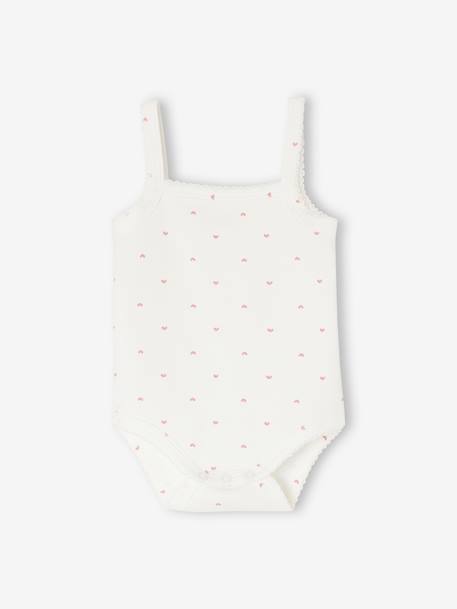 Lot de 5 bodies à bretelles naissance en coton biologique vieux rose - vertbaudet enfant 