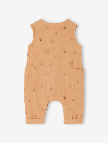 Cotton Gauze Jumpsuit for Newborns 6306+cappuccino+ecru - vertbaudet enfant 