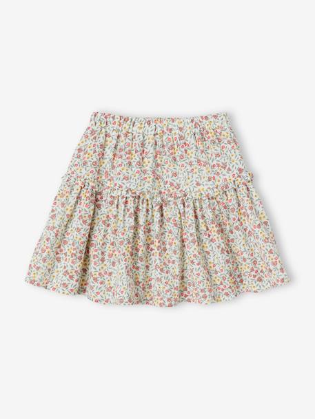 Floral Cotton Gauze Skirt, for Girls ecru - vertbaudet enfant 