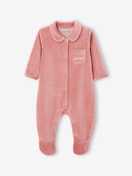 Lot de 2 pyjamas bébé fille en velours vieux rose - vertbaudet enfant 