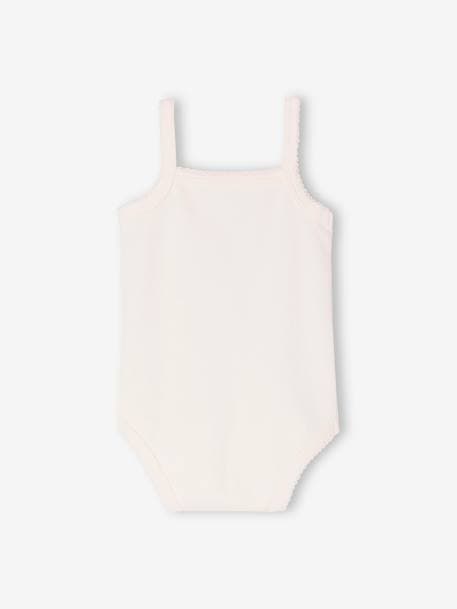 Pack of 3 Cherries Bodysuits in  Organic Cotton with Fine Straps for Babies pale pink - vertbaudet enfant 