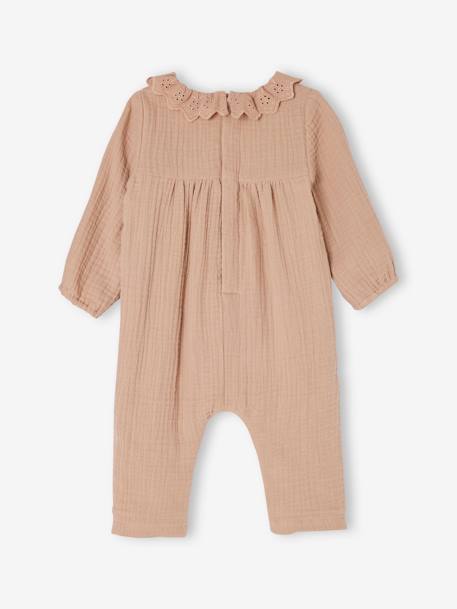 Jumpsuit for Baby, in Cotton Gauze cappuccino+White - vertbaudet enfant 