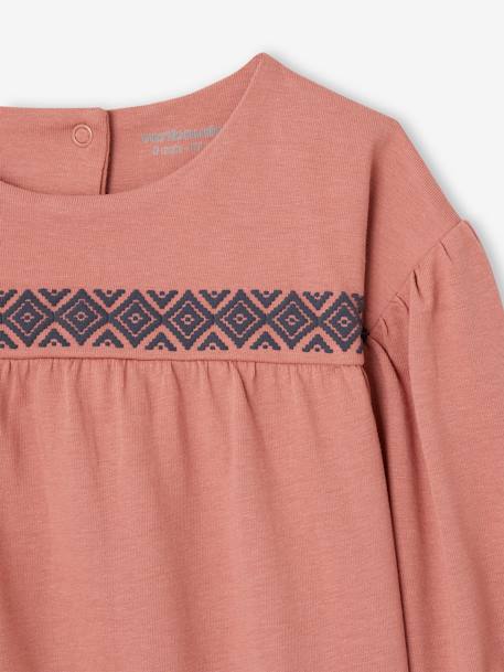 Jumper with Motif with Print in Relief, for Babies dusky pink - vertbaudet enfant 