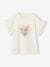 T-Shirt with Bouquet in Relief & Embroidered Sleeves for Girls vanilla - vertbaudet enfant 