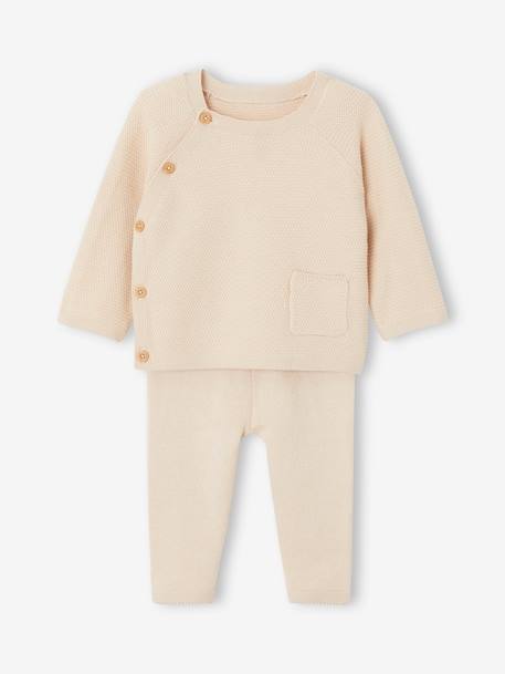 Ensemble naissance en tricot pull legging en tricot beige - vertbaudet enfant 