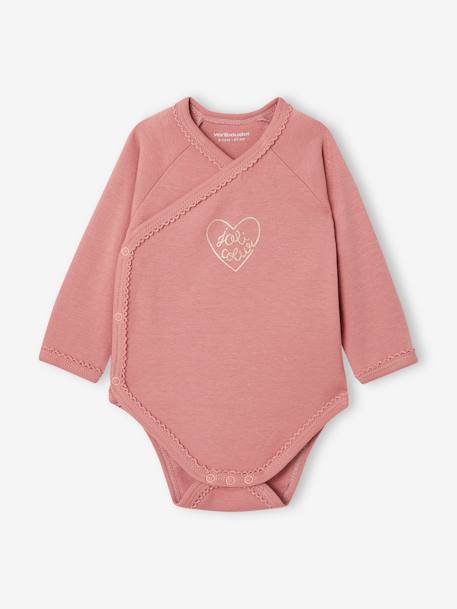Pack of 3 Assorted 'Joli Coeur' Bodysuits in Organic Cotton for Newborns old rose - vertbaudet enfant 